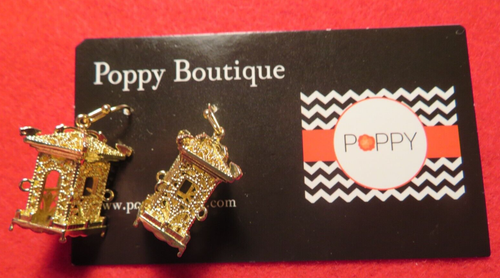 FORNASH GOLD-TONE PAGODA EARRINGS New on Poppy Botique Card