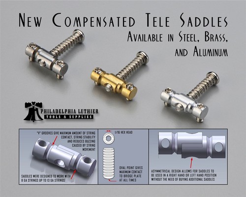Compensated Telecaster Saddle - Steel - 1/4" Offset barrel - Set of 3 - Picture 4 of 4