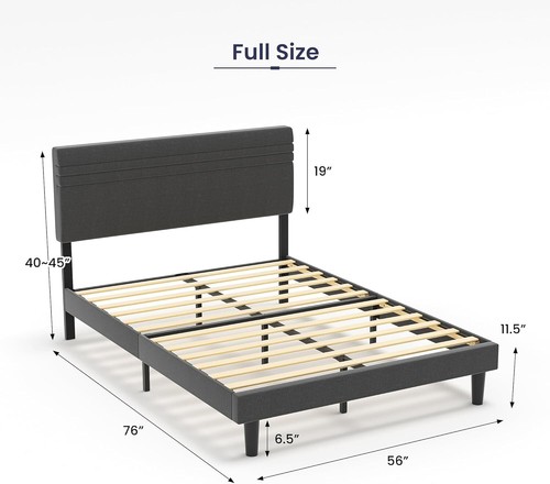 BedStory Platform Bed Frame Adjustable Headboard Metal Frame Twin Full Queen - Picture 10 of 11