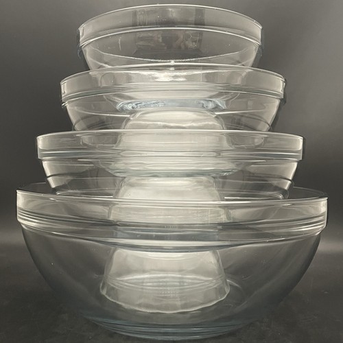 Anchor Hocking Utilitarian Clear Glass Mixing/Nesting Bowls 4pc Set Made in USA - Picture 1 of 23