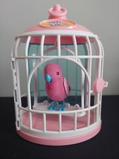 Little Live Pets Parrot With Cage Pink Used Works Tweets And Repeats