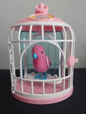 Little Live Pets Parrot With Cage Pink Used Works! Tweets And Repeats
