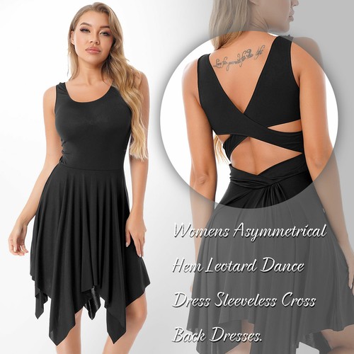 Women's Lyrical Dance Dress Costume Modern Ballroom Sleeveless Ballet Dancewear - Picture 9 of 63