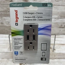 Legrand - Pass & Seymour Radiant Outlet with USB Ports Brushed Nickel Color