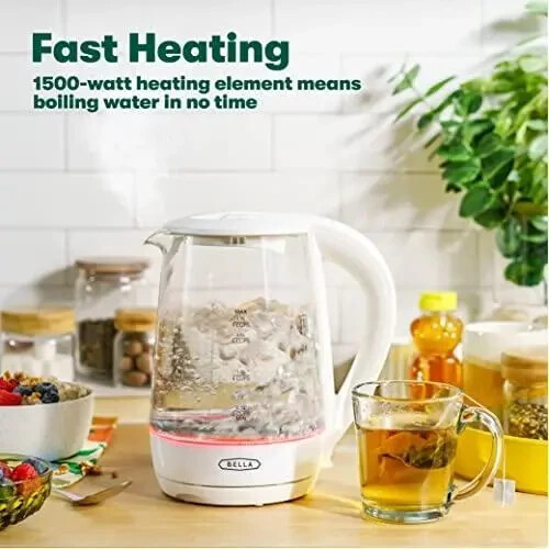 BELLA 1.7 Liter Glass Electric Cordless Portable Wat Kettle, Quickly Boil 7 Cups - Picture 5 of 6