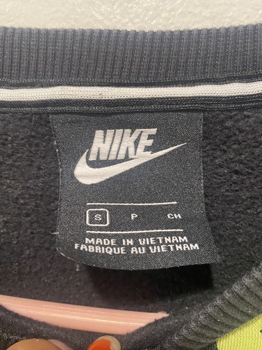 Nike Air Max Sweatshirt Womens Small Black Crew AOP All Over Print Logo Fleece - Picture 3 of 5