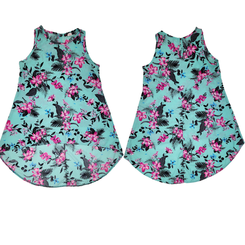 Myth Junior große 36" Brust leicht Poly Schlüsselloch hinten tropisch neuwertig HiLo Top - Bild 12 von 15