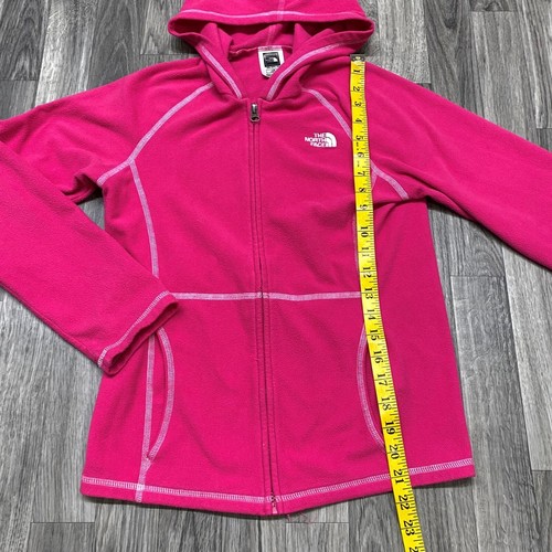 THE NORTH FACE Full Zip Up Pink Fleece Hooded Sweatshirt Hoodie Girl's Size L - Picture 7 of 9