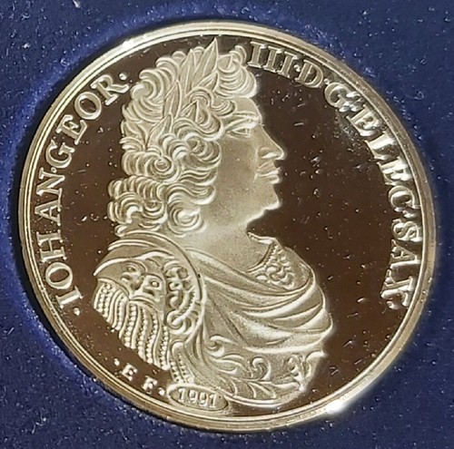 Replik Schaumedaille Silber 835 Stadt Leipzig 1680 35,78mm 15g neu BfG Kassette