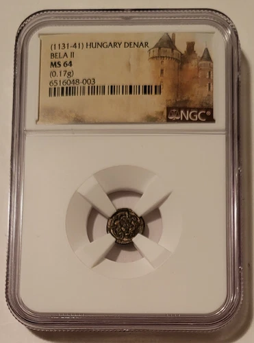 Hungary - Middle Ages - Bela II (1131-41) Silver Denar MS64 NGC