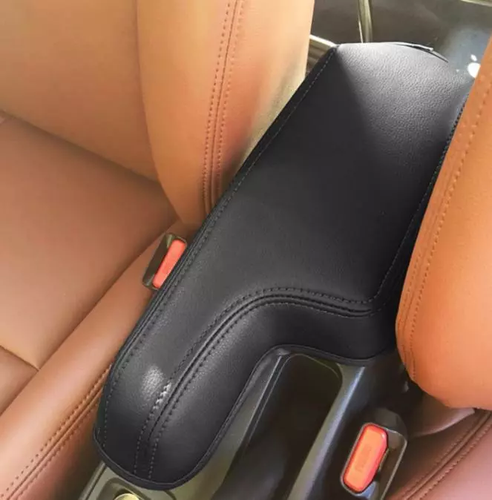 For Honda Fit 2014-2020 Black Leather Console Armrest Box Holster Cover Trim - Picture 4 of 6