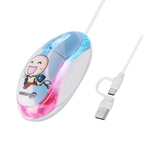 2 in 1 Wire Mouse USB C TypeC Wire Mouse 1000DPI 7 LED Backlight Mouse - Picture 10 of 10