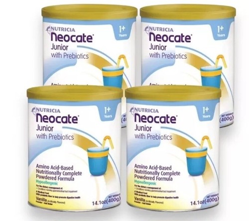 4 cans  NEOCATE Junior Jr Vanilla Hypoallergenic Formula 14.1oz Exp 11/11/25+ - Picture 2 of 2