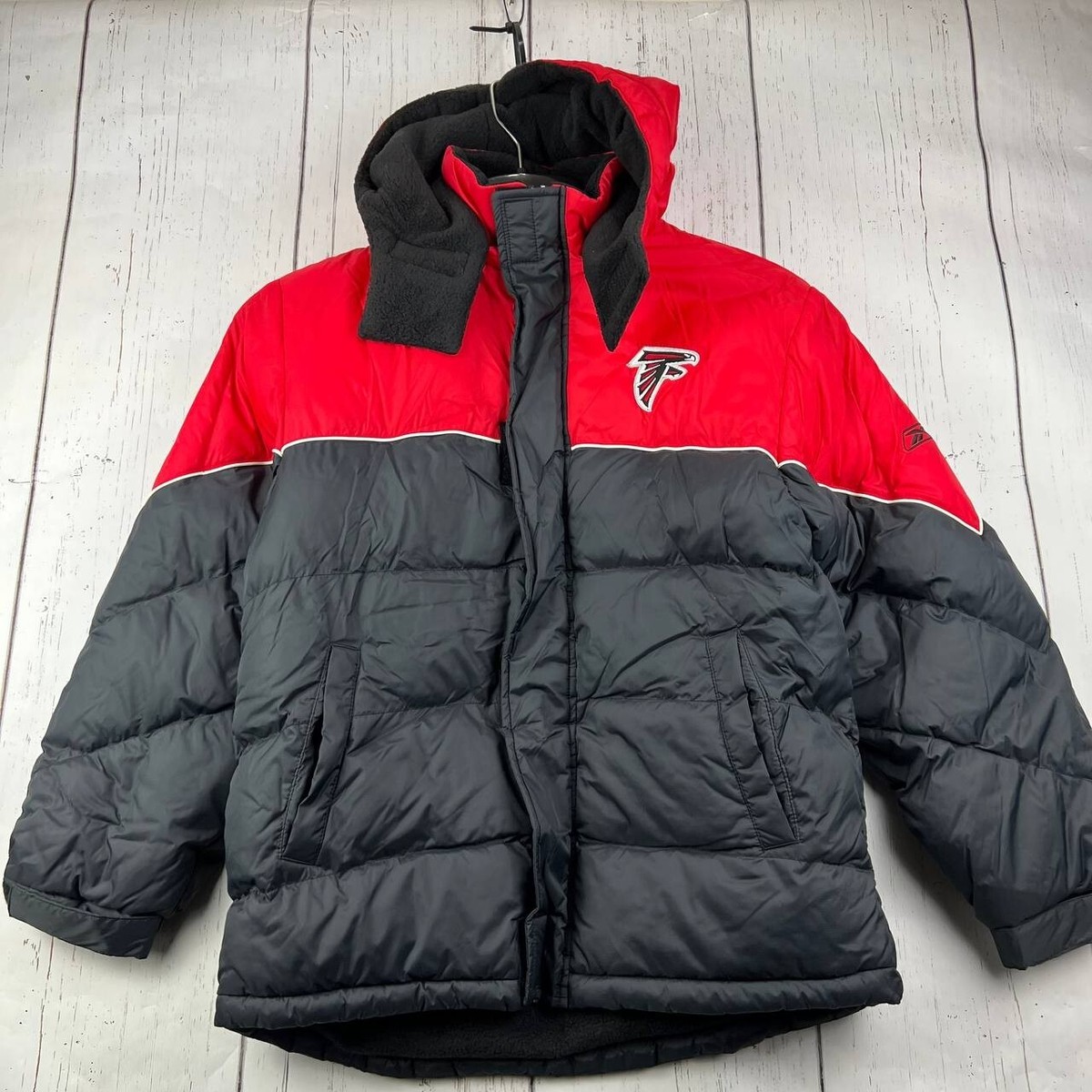 Vintage Atlanta Falcons Medium Reebok Puffer Jacket Black Youth New