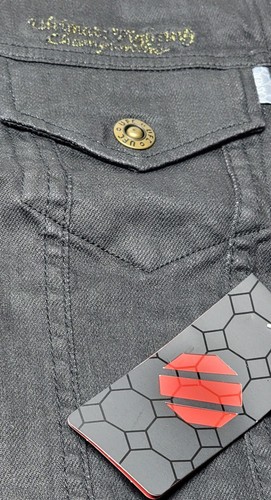 UFC Diffuse Women Black Denim Button-Front Pockets Jean Jacket Medium MMA - Picture 6 of 6