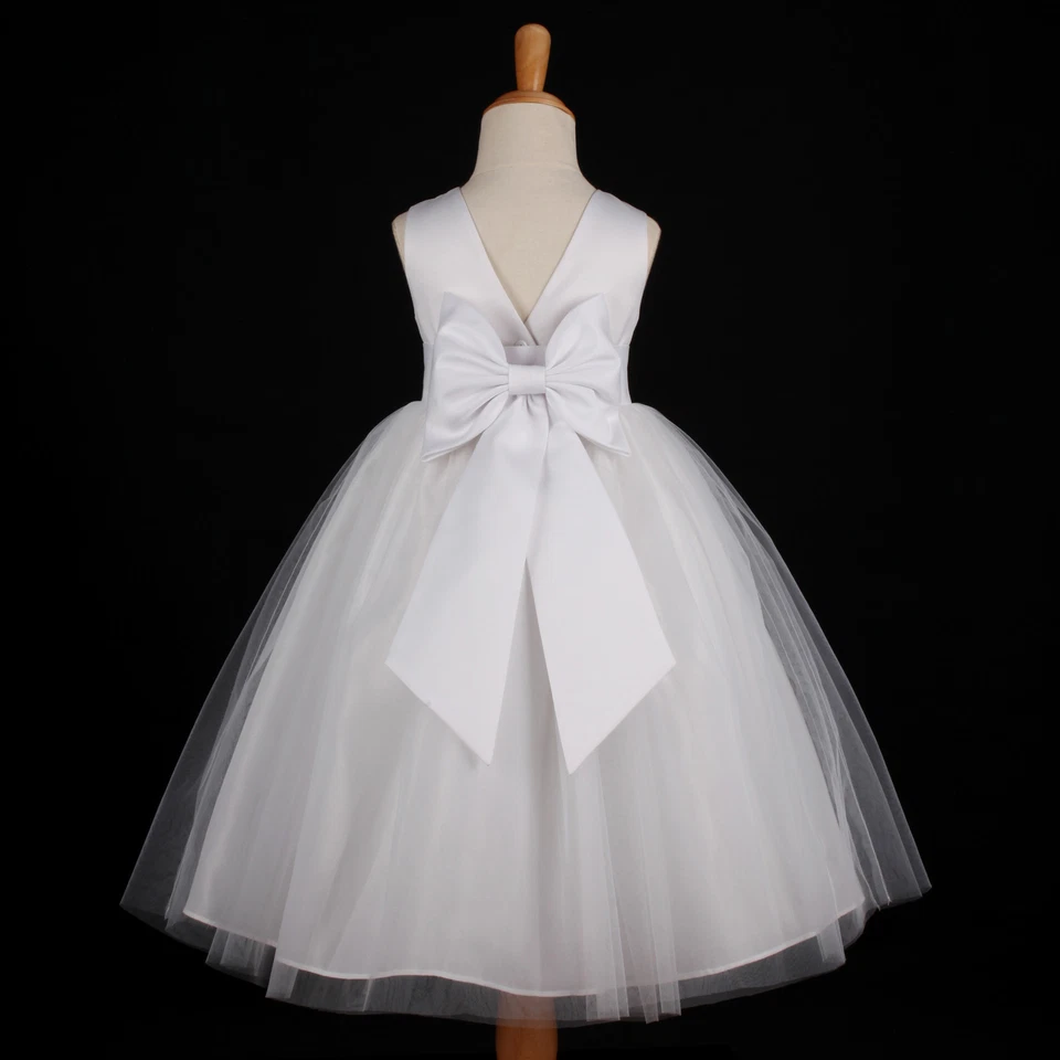 Vestido Blanco Boda Niña Flor Primera Comunión Dama de honor 12M 18M 2 4 6 8 10 12 Foto 2 de 2