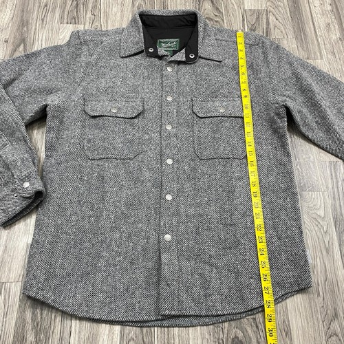 WOOLRICH Snap Front Thick Grey Wool Blend Flannel Work Jacket Men's Size Medium - Picture 8 of 8