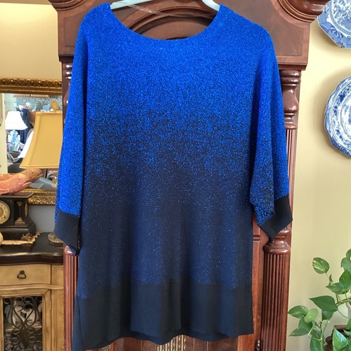 Kim Rogers Womens Blue On Black Glitter Sweater Size 3X Stunning NWT - Picture 3 of 6