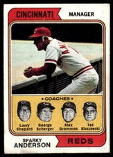 1974 Topps #326 Reds Field Leaders Sparky Anderson