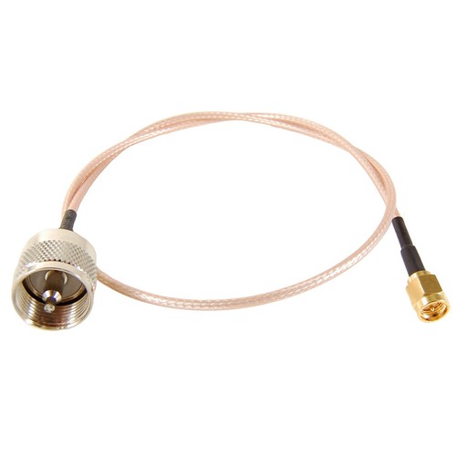 HT Saver Ham Radio Pigtail - SMA Male to UHF Male (PL259) - RG316 - 19 inches - Picture 1 of 3