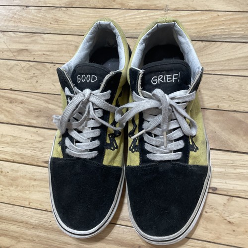 VANS Shoes Peanuts By Shulz Men 9.5 Black Yellow Snoopy Graphic Skate Sneakers - Picture 11 of 20