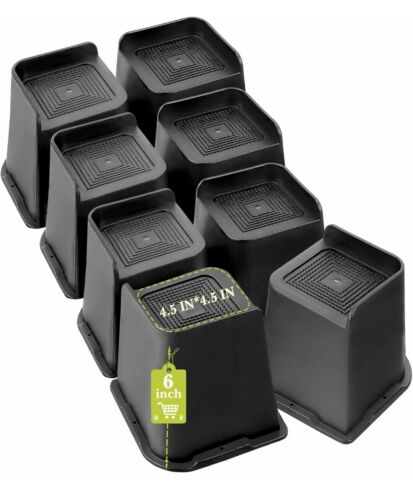 8pk Bed Risers Furniture Riser for Couch Sofa Table 6" Heavy Duty Black 6000 Lbs