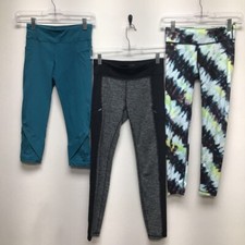 Athleta Lot Of 3 Girls Leggings Multicolor Tie Dye Cropped Full Length Pocket L