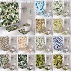 Army Camouflage Bathroom Shower Curtain Soft Bath Rug Mat Toilet Lid Cover 4Pcs