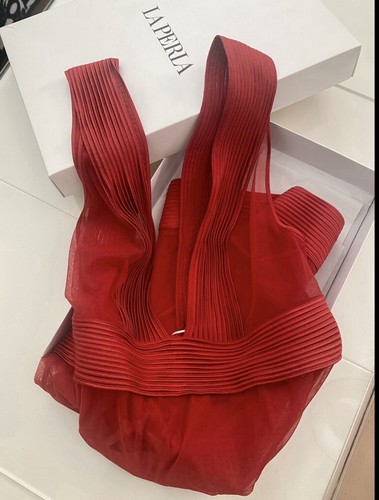 La Perla, rotes Seide Peignoir + Tanga, L - Bild 2 von 12