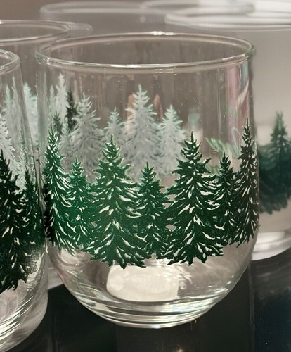 4 Royal Norfolk Winter Woodland Pine Tree Love Joy Rocks stiellose Weingläser - Bild 7 von 8