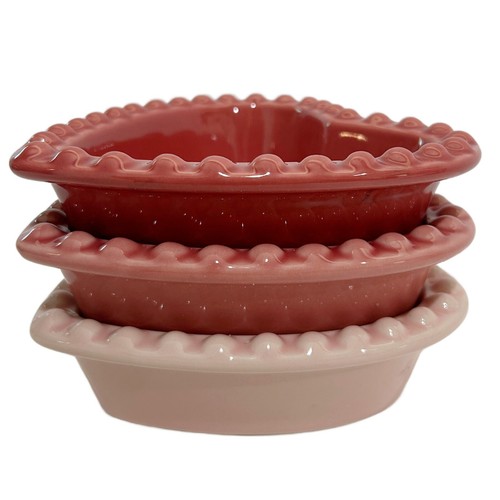 Williams Sonoma Herz Auflaufförmchen Schüsseln 3er Set Steinzeug Geschirr Valentinstag 4" - Bild 4 von 8