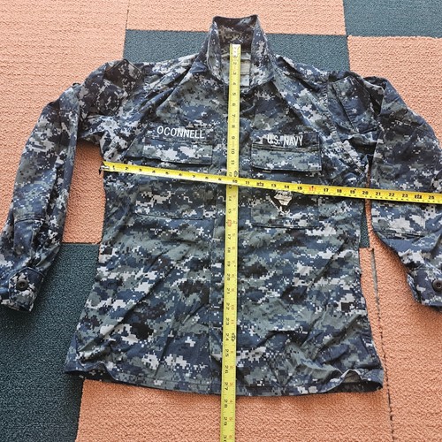 Military US Navy Button Shirt Camo Blue Digital Pattern Small Regular L/S W9b - Picture 10 of 12
