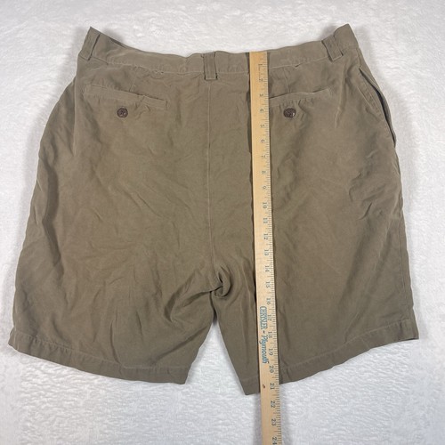 Tommy Bahama pantaloncino uomo plissettato davanti 100% seta marrone taglia 38W 8,5'' cuciture interne - Foto 6 di 6