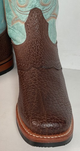 Boulet Bright Turquoise Cowgirl Roper Boots 9.5 C Vibram Sole Punchy - Picture 10 of 16