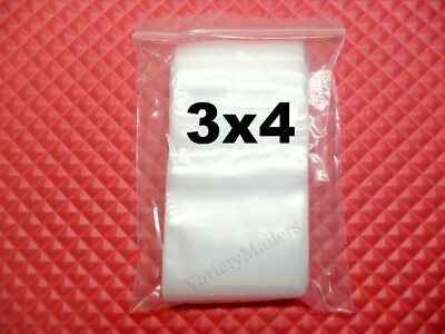 Small Plastic BAGS Lot of 100 ReSEALABLE 3/" x 4/"