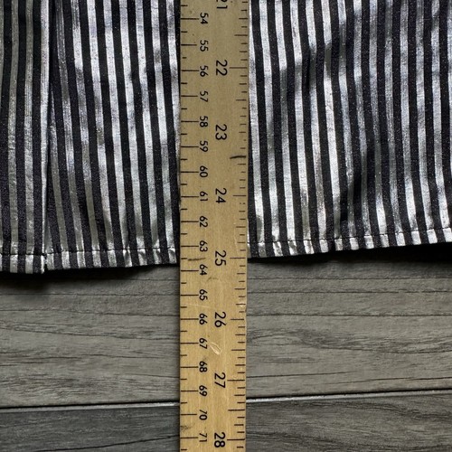 AJ Bari Formal Top glänzend metallic silber Print L XL 12 Vintage 80er Bluse Fehler - Bild 8 von 11