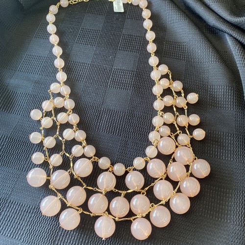 J. Crew Pink Peach Lucite Bauble Cascade Statement Necklace Gold Chain NWT - Picture 6 of 6