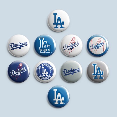 LA LOS ANGELES DODGERS - 1" pinback button set of 10 - MLB baseball ...