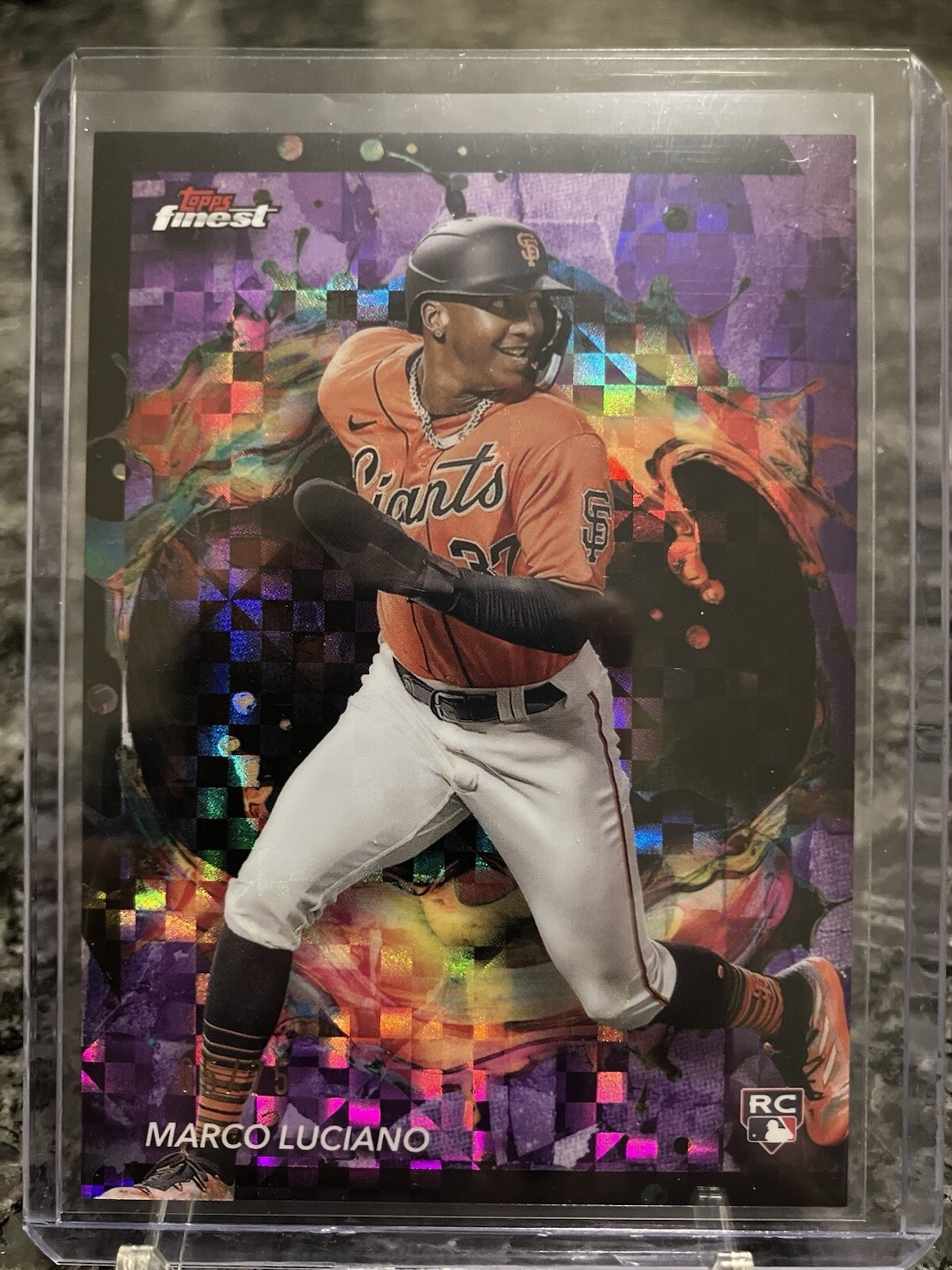 2024 Topps Finest - Rare Purple Checkerboard Refractor #276 Marco Luciano #/75