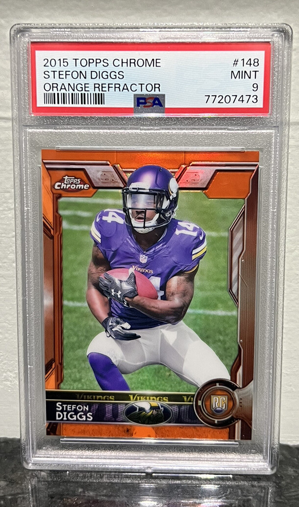 2015 Topps Chrome 148 Stefon Diggs Orange Refractor Rookie RC PSA 9