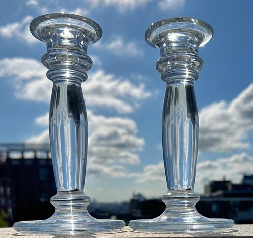 Vintage Holmegaard Glass Candle Sticks Micheal Bang Signed on base 20 cm high - Picture 1 of 6