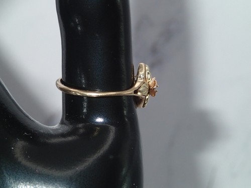 Yellow GOLD (10K) Two Color Black Hills Diamond Rose Ring 7.75 - Signed & Marked - Picture 3 of 24