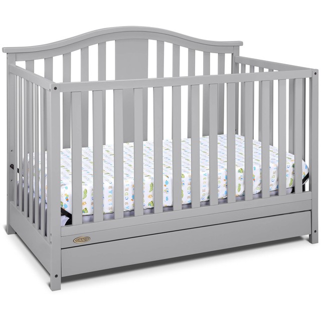 Graco Solano 4 In 1 Convertible Crib With Drawer Pebble Gray For New Nursery 4 In 1 Convertible Infant Toddler Baby Crib With Drawer Pebble Gray