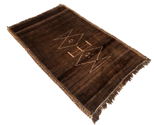 169 x 103 cm | Vintage Handmade Old Afghan Carpet Brown Oriental Wool Rug - Picture 10 of 24