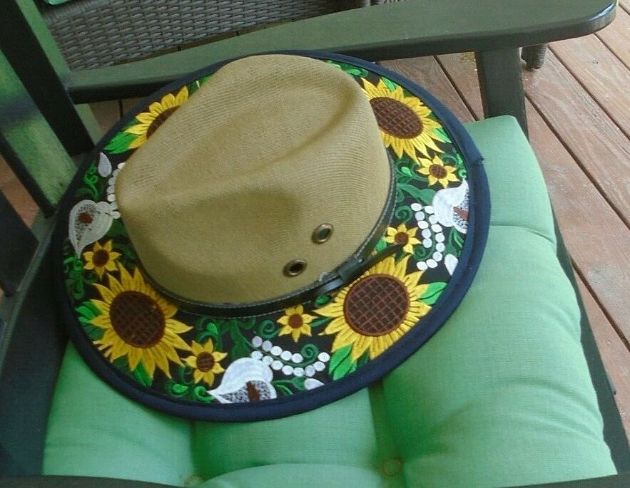 Fedora Sunflower Embroidered Brim Sun Hat Made in Mexico