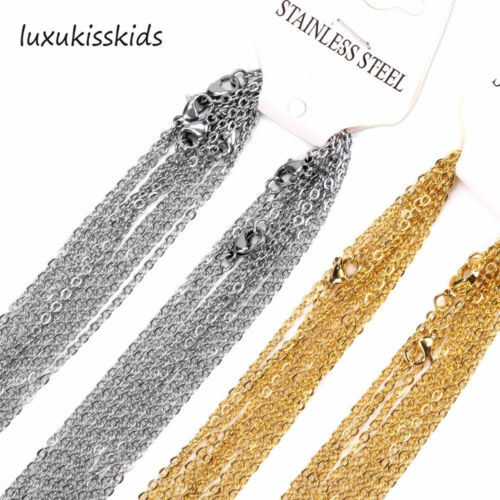 Wholesale In Bulk Lots Silver/Gold 316L Stainless Steel Rolo Oval Chain Necklace - Picture 2 of 30