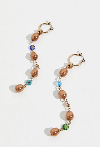 Free People Regina Pearl Dangle Earrings In Bronze, New! $38 - Picture 1 of 5
