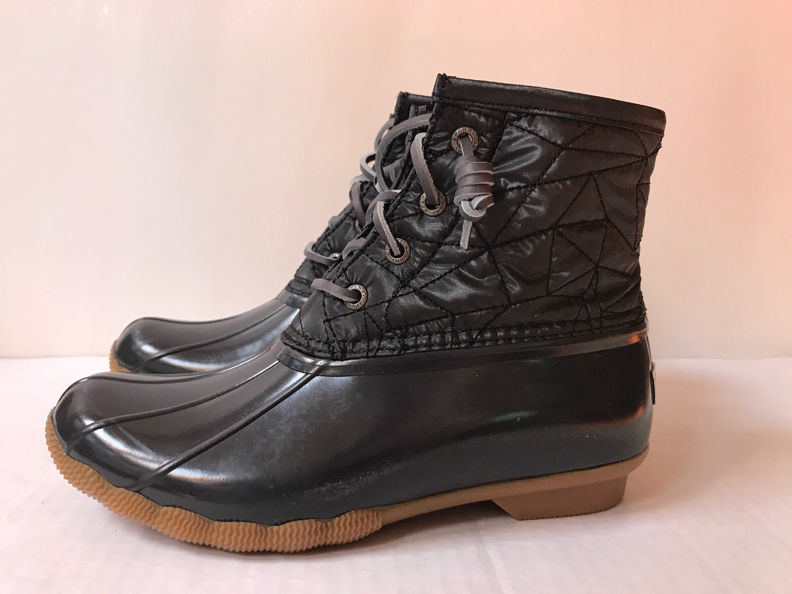 sperry duck boots black grey