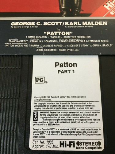 PATTON VHS 2-Tape Set Color 1976 old blood & guts-the man & the soldier 171 mins - Picture 8 of 8