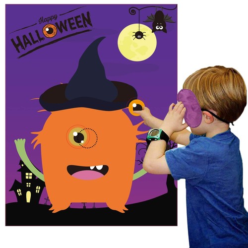 Halloween game for kids party fun pin the eye on monster activity party set NEW - Picture 2 of 6